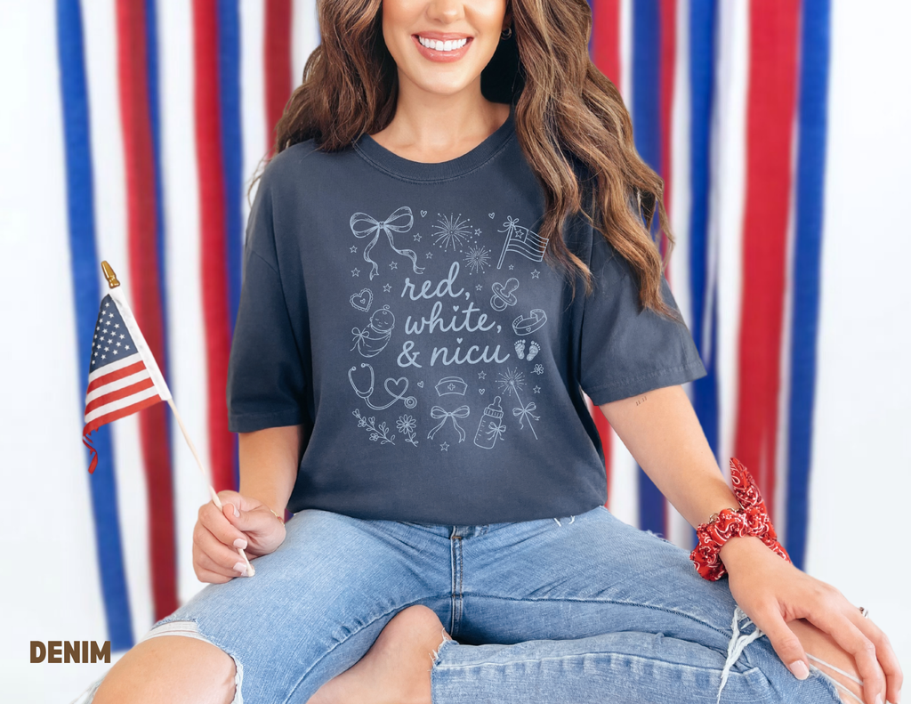 Red, White, & NICU printed Tee