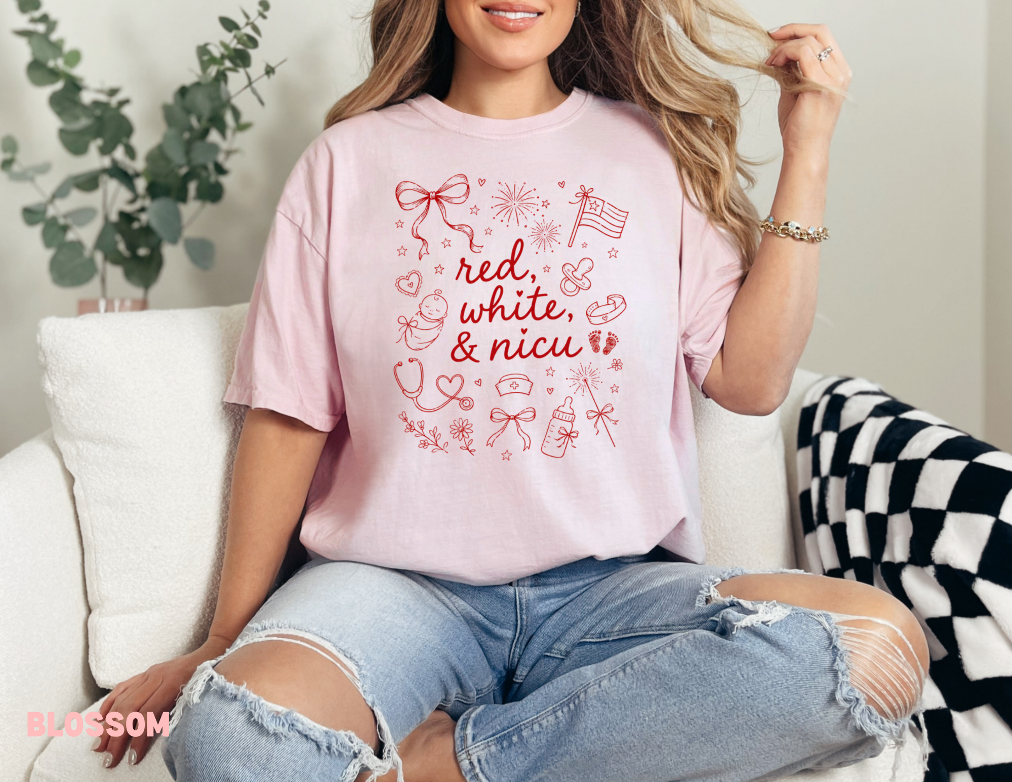 Red, White, & NICU printed Tee
