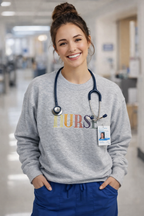 NURSE Embroidered Crewneck | Minimalist Nurse Sweatshirt | Nursing Gift