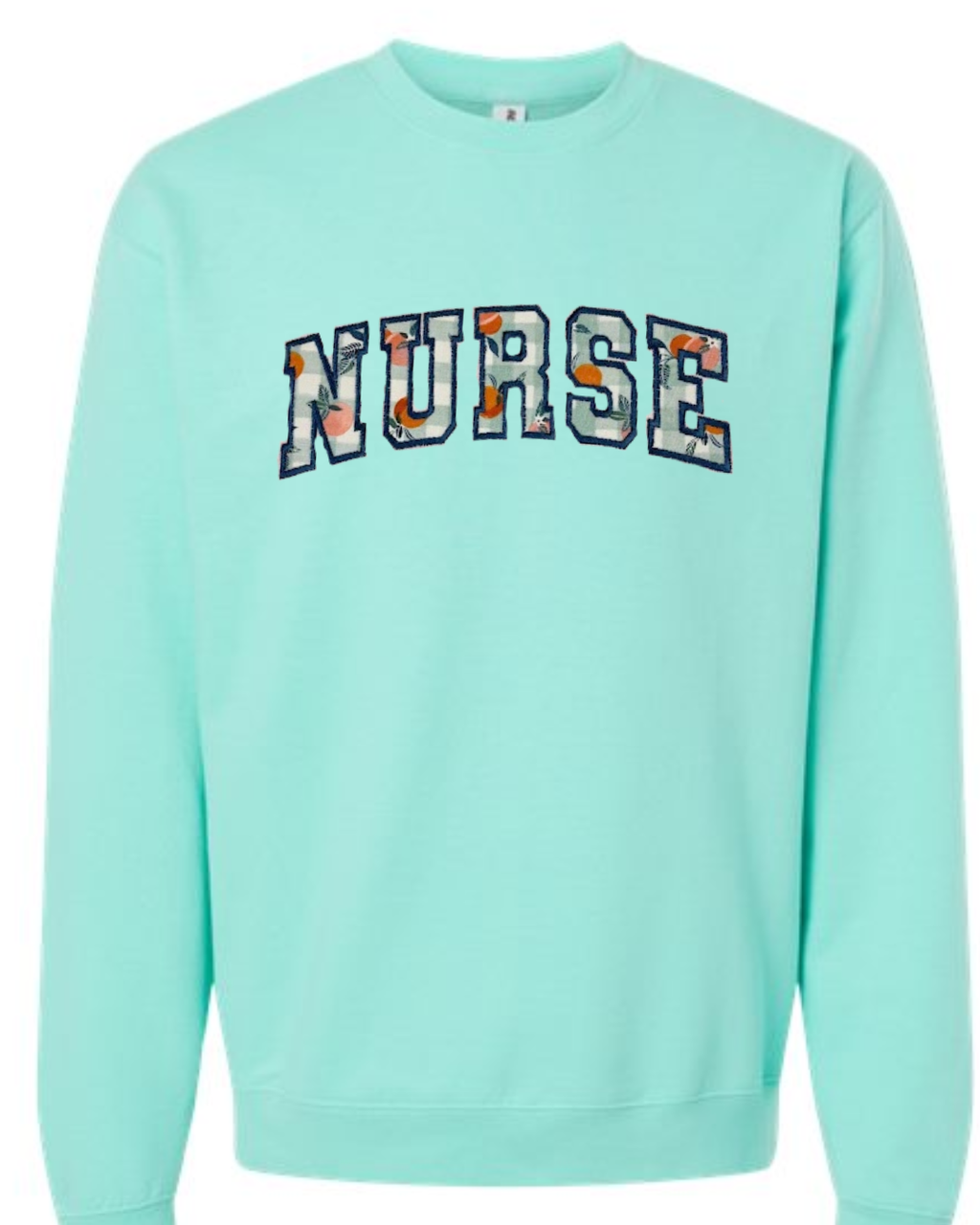 Peachy Nurse Appliqué Sweatshirt | Embroidered NURSE Crewneck | Cute Nurse Gift