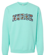 Peachy Nurse Appliqué Sweatshirt | Embroidered NURSE Crewneck | Cute Nurse Gift