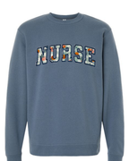 Peachy Nurse Appliqué Sweatshirt | Embroidered NURSE Crewneck | Cute Nurse Gift