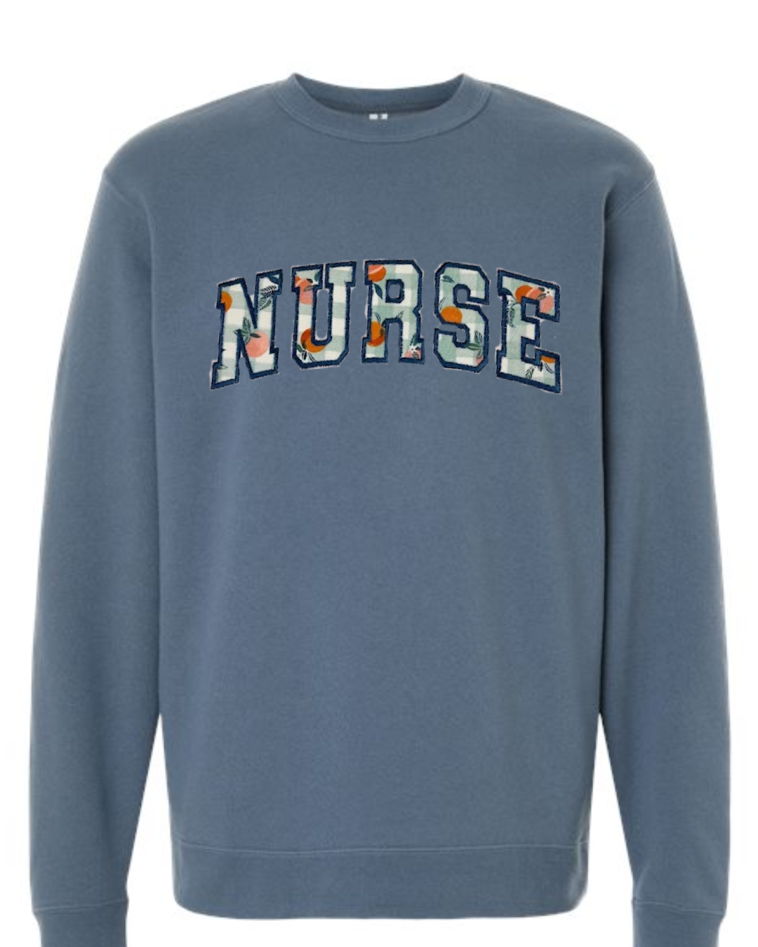 Peachy Nurse Appliqué Sweatshirt | Embroidered NURSE Crewneck | Cute Nurse Gift