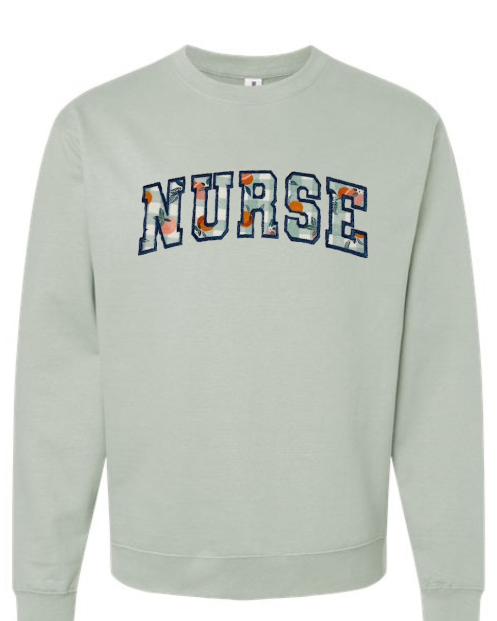 Peachy Nurse Appliqué Sweatshirt | Embroidered NURSE Crewneck | Cute Nurse Gift