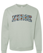 Peachy Nurse Appliqué Sweatshirt | Embroidered NURSE Crewneck | Cute Nurse Gift