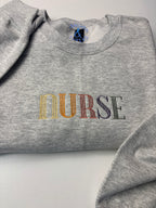NURSE Embroidered Crewneck | Minimalist Nurse Sweatshirt | Nursing Gift