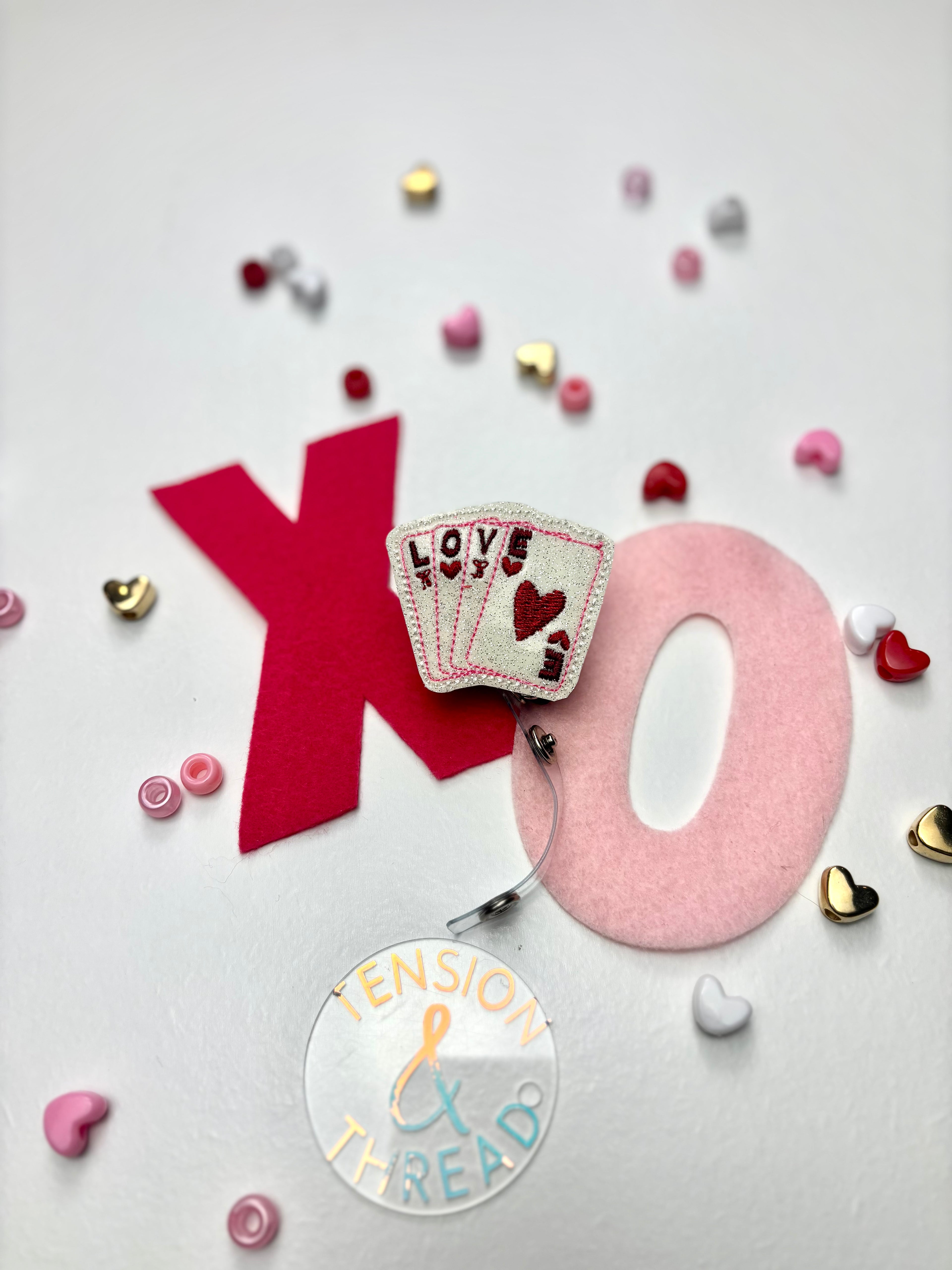 LOVE Playing Cards Badge Reel