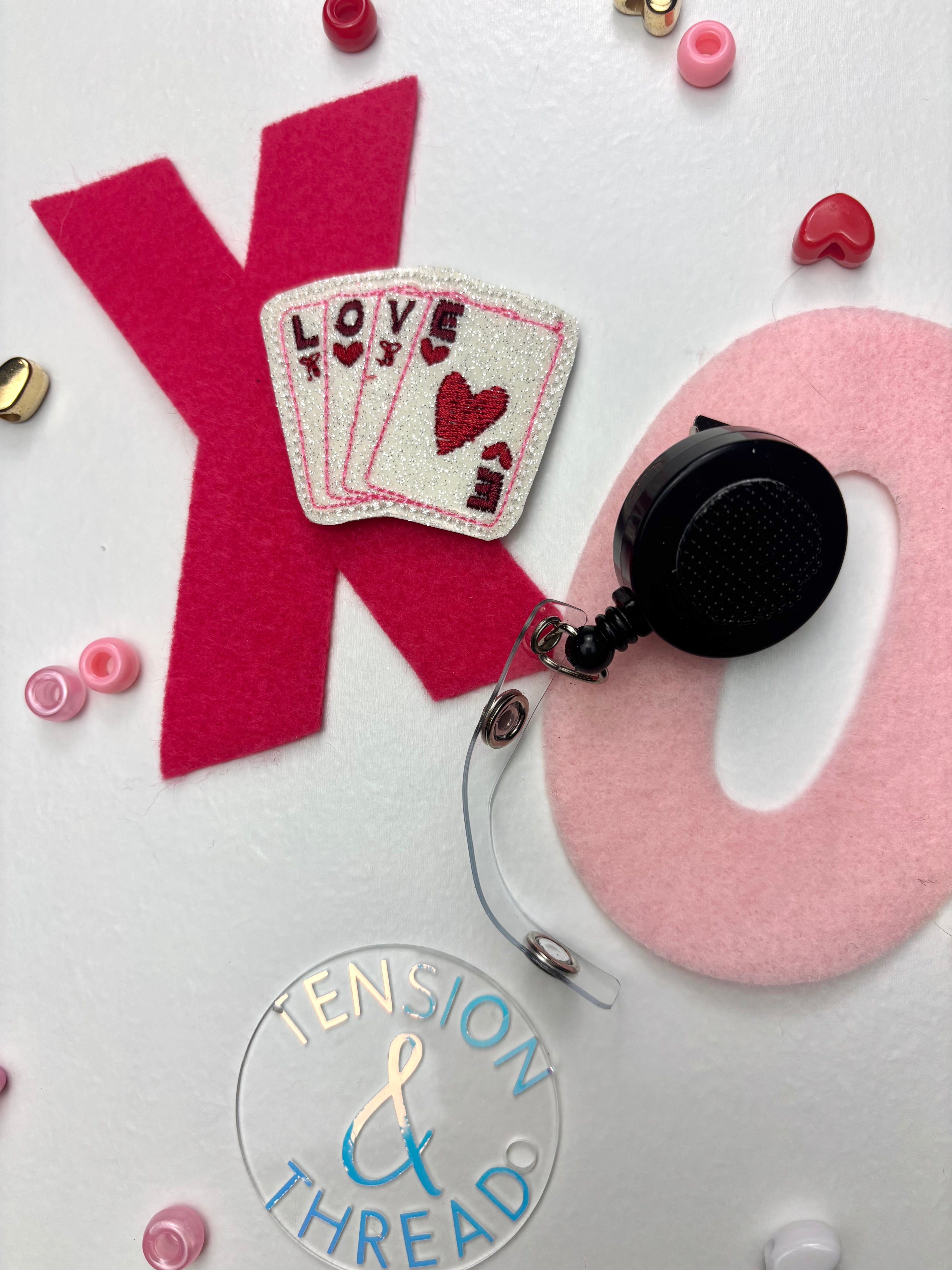LOVE Playing Cards Badge Reel