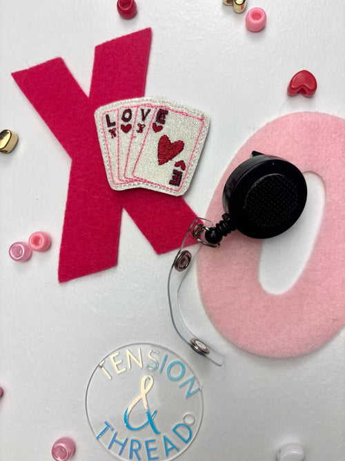 LOVE Playing Cards Badge Reel