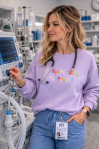 Respiratory Therapist Crewneck | Colorful RT Embroidered Sweatshirt