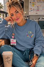 RN Smiley Embroidered Crewneck | Registered Nurse Sweatshirt | Nursing Gift