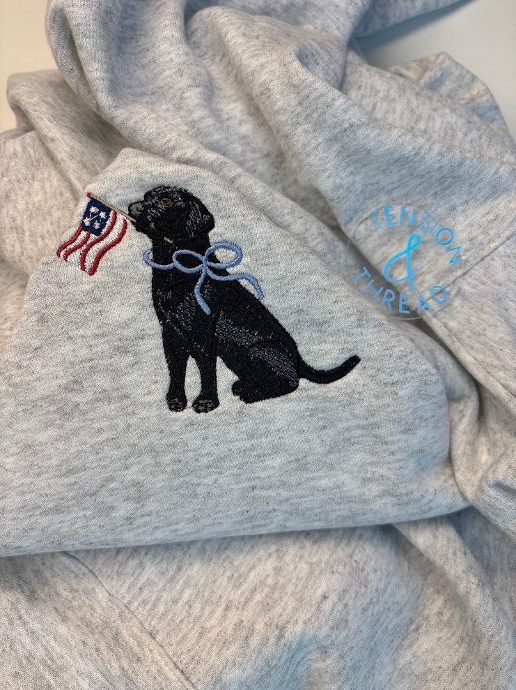 Black Lab with Flag